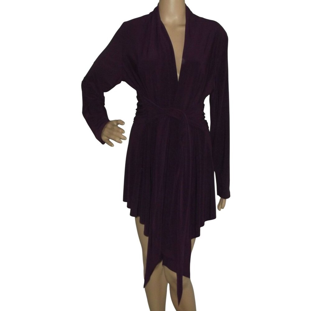 Sharon Max Cardigan Womens XL Purple slinky asymmetric tie front stretch